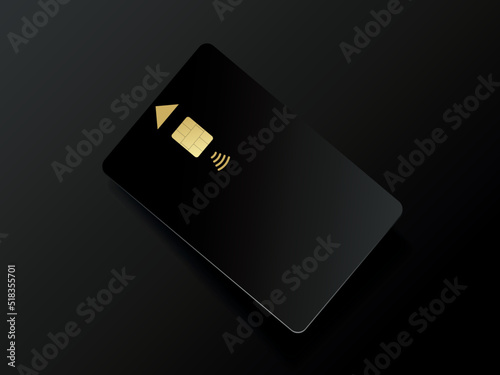 Black credit card 3d render illustration - Design template for Black friday