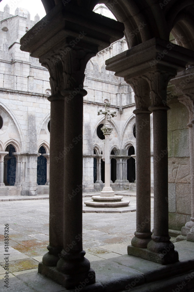 Beautiful gothic cloister at Porto Cathedral. Portugal