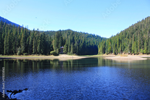 Fototapeta Naklejka Na Ścianę i Meble -  Carpathians Lake Synevyr in sunny day in Ukraine	
