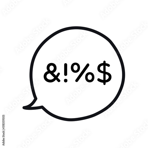 Bad swear talk speech bubble hand draw line style, obscene behavior, broken communication. Vector 10 eps