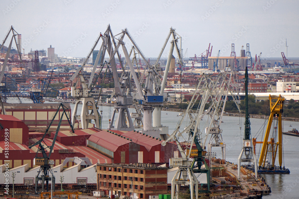 Shipyards in the Ria de Bilbao. Sestao, Erandio