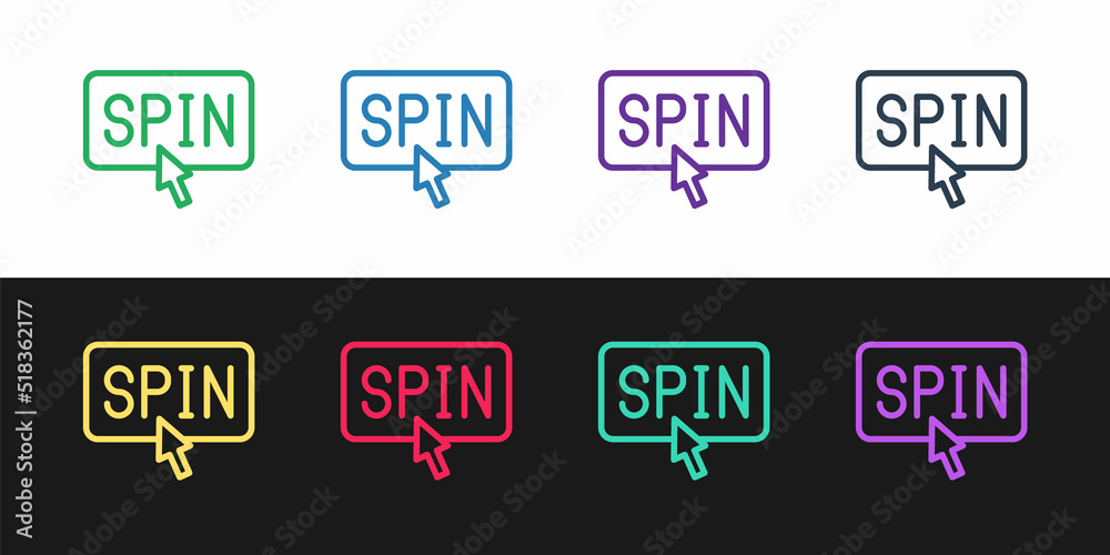 Set line Slot machine spin button icon isolated on black and white background. Vector Set line Slot machine spin button icon isolated on black and white background. Vector