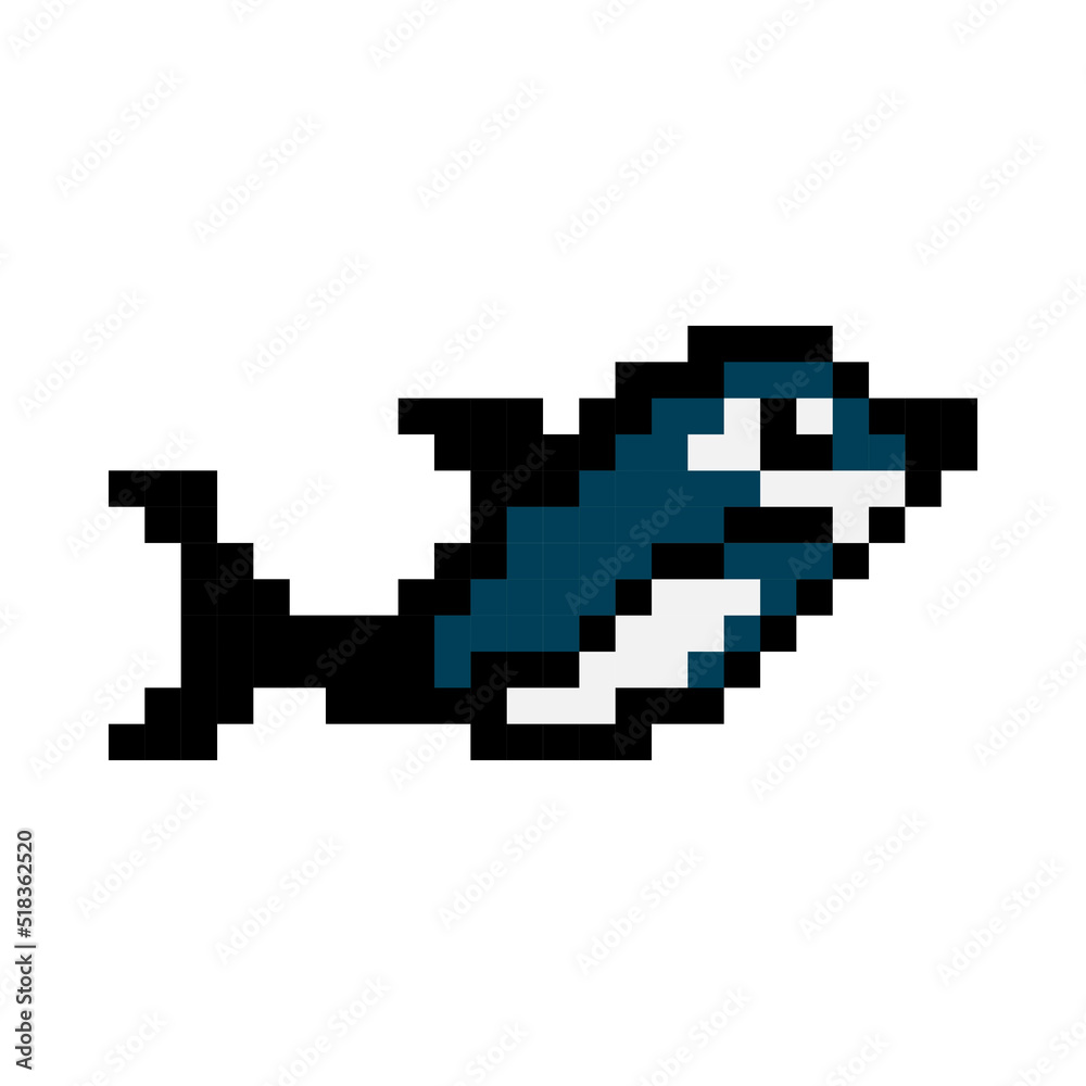 Dolphin Pixel art. Cartoon Vector illustration. Dolphin Pixel art. Cartoon Vector illustration.