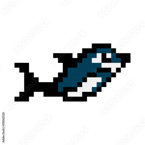 Dolphin Pixel art. Cartoon Vector illustration.