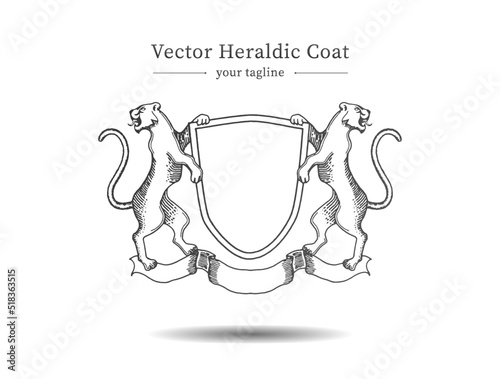 Lion Crest logo. King royal symbol, Men Fashion brand identity. A medieval heraldry, emblem, sign. Old hand-drawn illustration.