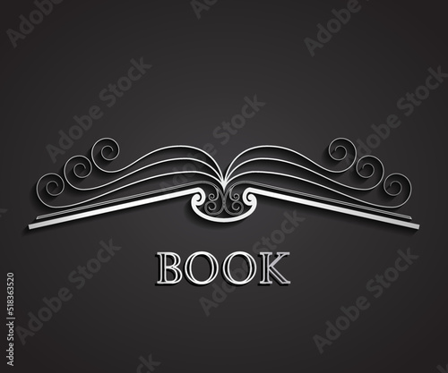 3d silver ornamental book symbol
