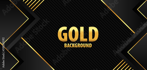 stock vector luxury background with golden 

abstract shapes. gold stripe with gold border on 

the dark background
