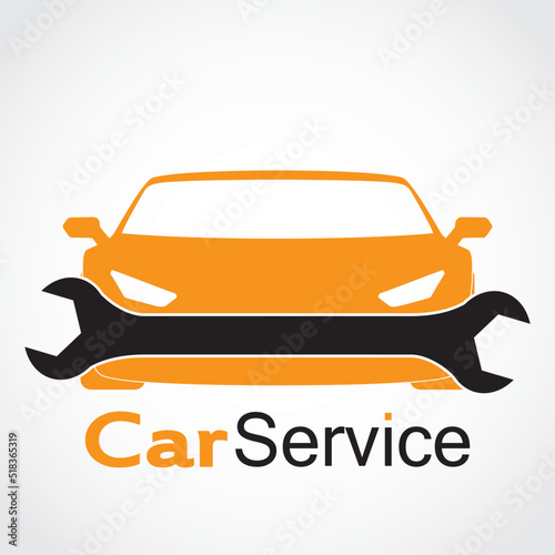 car service color logo with wrench