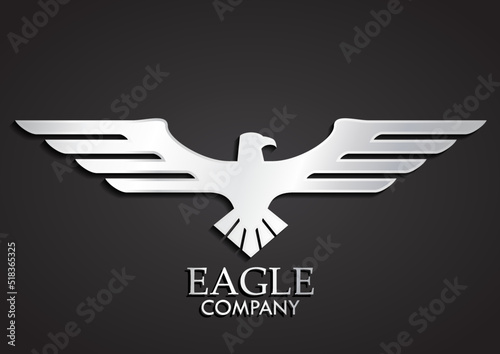 3d silver stylized eagle logo desig