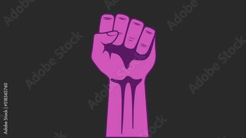 A clenched fist is a symbol of protest and struggle for rights isolated on a black background