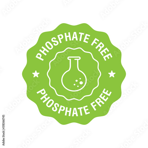 Phosphate free vector icon. Vector chemical test tube seal, phosphate free product warranty seal