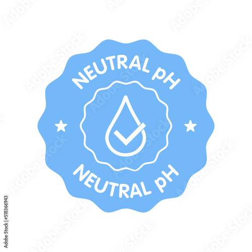 Neutral pH balance logo icon for shampoo or cream. Ph sign label with drop. Vector