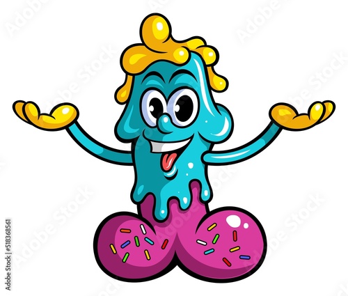 Human penis waffle bakery logo design  mascot concept. Cartoon style penis character  isolated on white background.