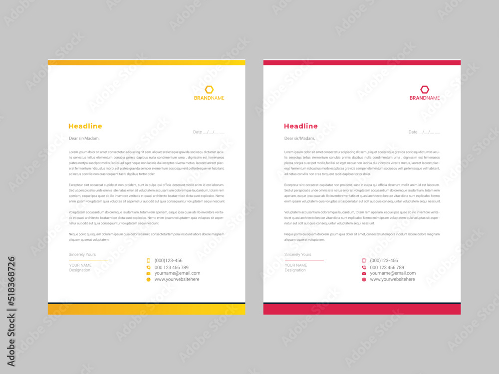 Flat corporate modern business letterhead design template 10 Flat corporate modern business letterhead design template 10