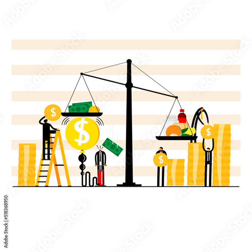 Cartoon character illustration for inflation economic crisis.