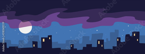 urban night landscape, vector banner, digital artwork good for wallpaper and print design