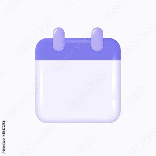 3d calendar icon in realistic style. cute, shiny calendar. vector illustration isolated on white background.