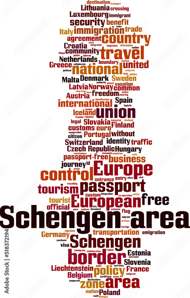 Obraz premium Schengen area word cloud