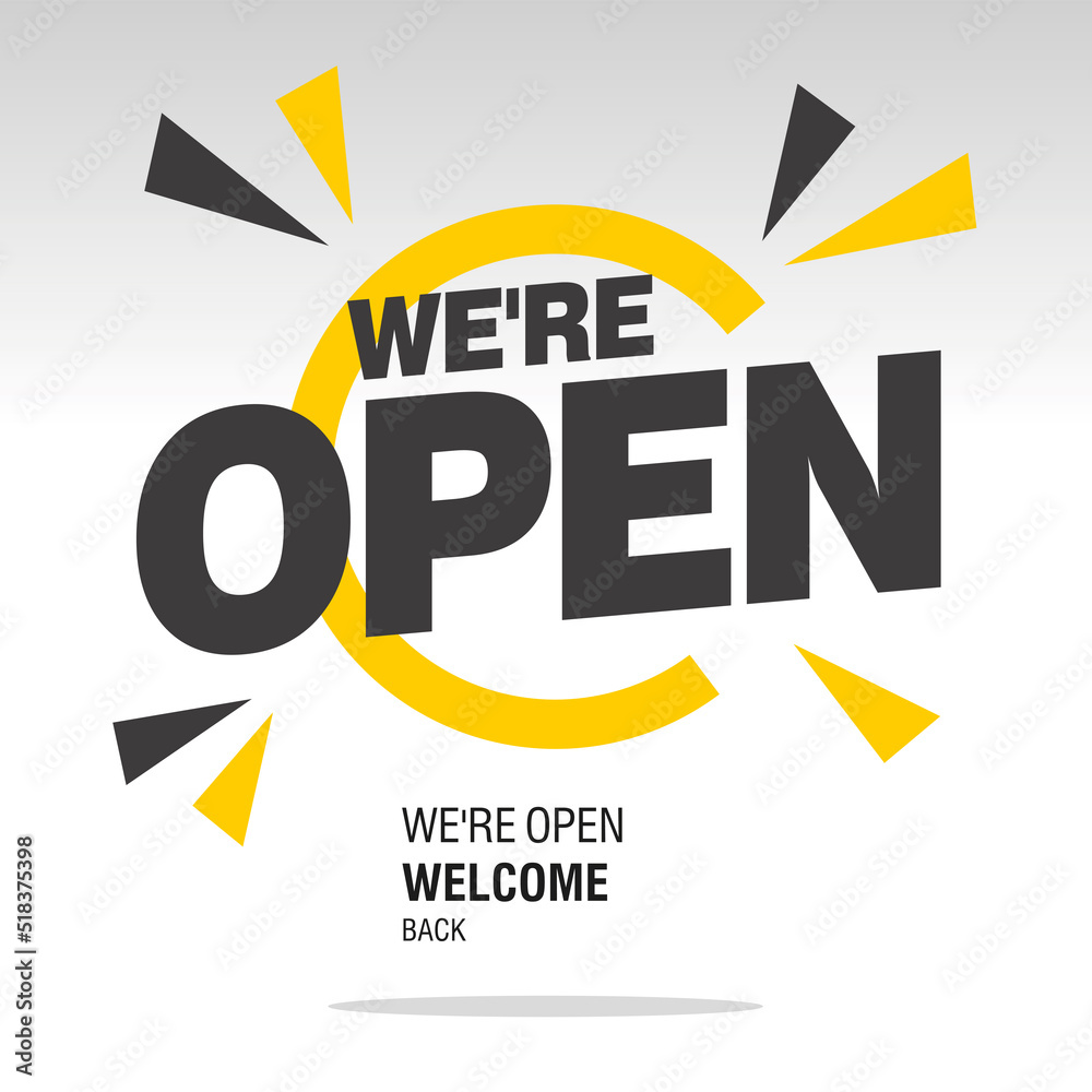 Open logo design, we are open letters in broken circle with yellow ...