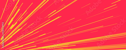 Comic book speed red yellow color lines isolated on background stripe and radial effect style for manga speed frame, superhero action, explosion background. Motion line effect, pop art. Vector 10 eps