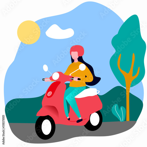 woman driving motorcycle vector