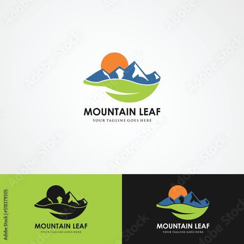 illustration Mountain cbd logos marijuana leaf hill green farm hemp smoke landscape food restaurant plant agriculture medical cannabis nature vector design icon label vintage peak graphic sun symbol