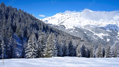 ski slopes snowy in winter in swiss alps