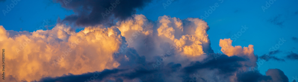 Sky panorama. Beautiful dramatic big clouds in the sky. Landscape of the power of heaven and nature. Copy space Sky panorama. Beautiful dramatic big clouds in the sky. Landscape of the power of heaven and nature. Copy space