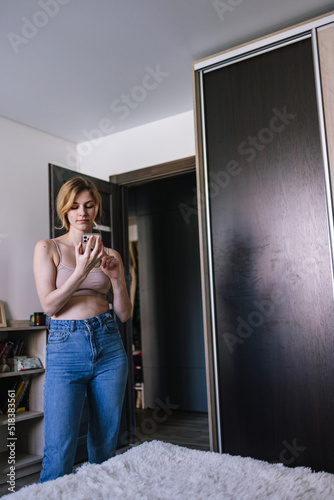 Girl using device and responding to urgent message