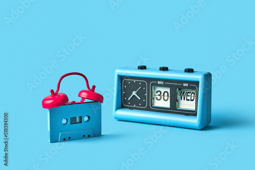 Vintage clock and tape casette