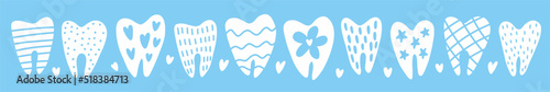 A pattern with a collection of teeth casually drawn by hand