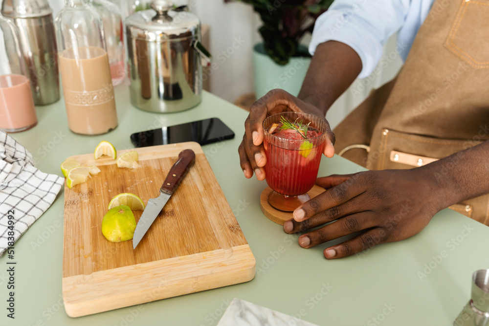 Professional mixologist preparing drinks Professional mixologist preparing drinks