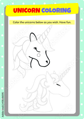 This page has been prepared to improve children's drawing and coloring activities with unicorns.