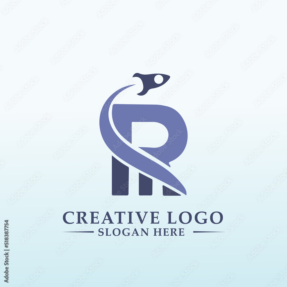 word rocket vector logo design letter R word rocket vector logo design letter R