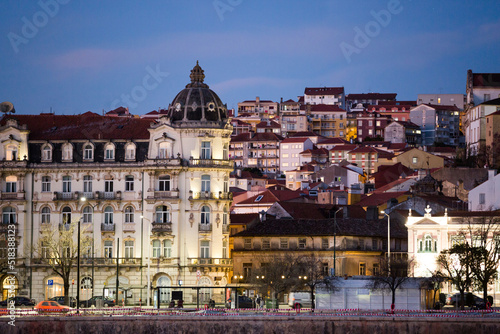City of Coimbra at night  in Portugal photo
