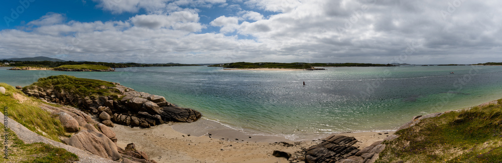 panorama view of the picturesque Magheraclocher Beach in Ireland