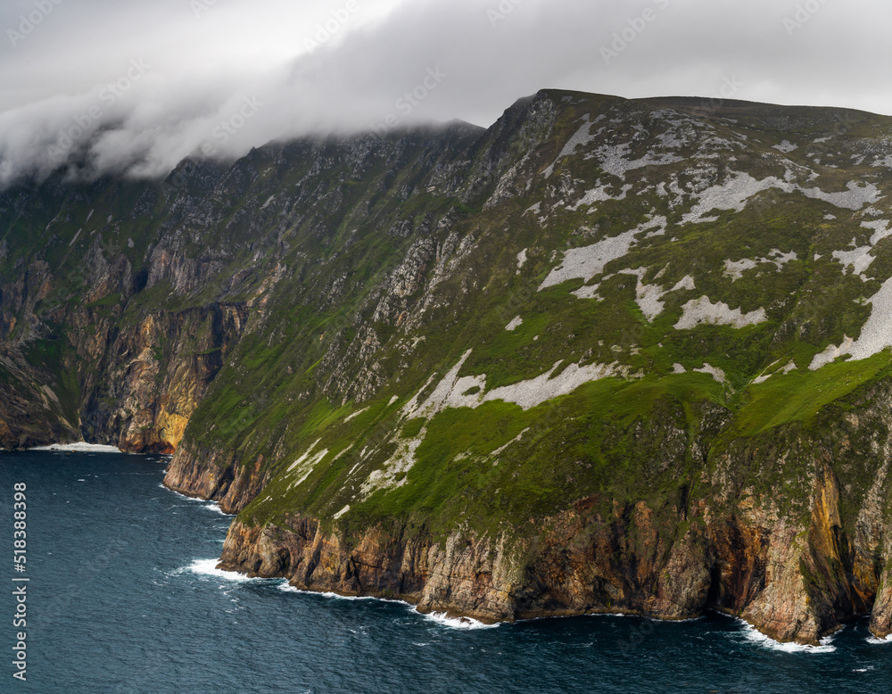 view of the mountains and cliffs of Slieve League on the northwest coast of Ireland