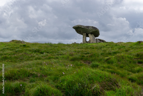 view of the Kilclooney Dolmen in County Donegal in Ireland photo