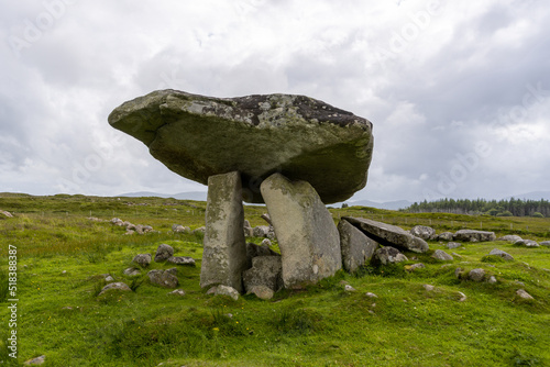 view of the Kilclooney Dolmen in County Donegal in Ireland