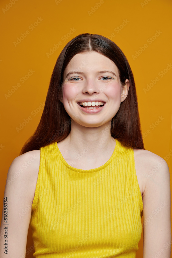 Laughing woman with natural beauty in studio Laughing woman with natural beauty in studio