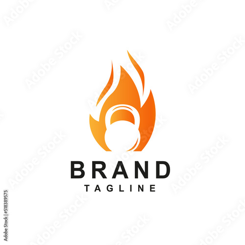 professional logo template. Fire with a weight. Can be used for store logos, company names, trademarks, logistics, sports centers. Vector illustration