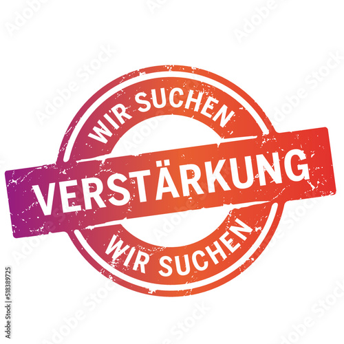 oranger Sticker Wir suchen Verstärkung