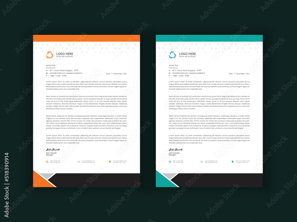 Obraz premium Two corporate letterhead template design for company identity 15
