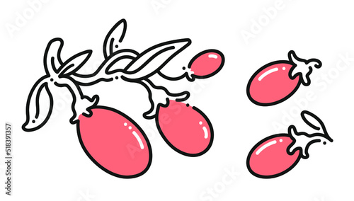 Vector illustration of goji berries. Flat logo icon of jalapeno pepper