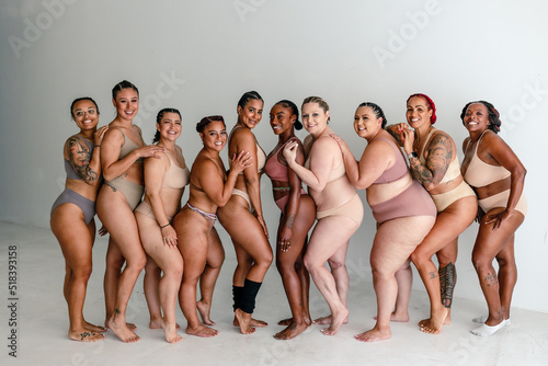 Beautiful diverse females in bras and panties