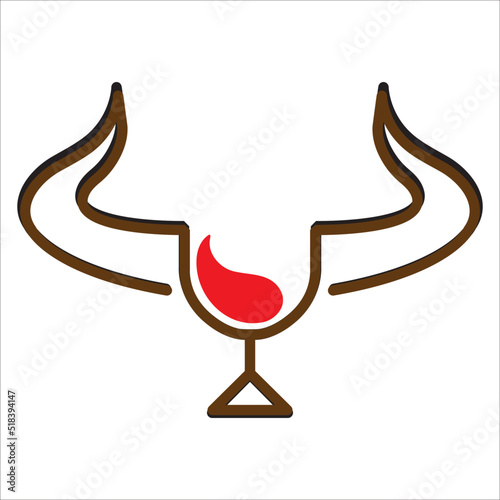 Wine Bull Logo icon illustration template web