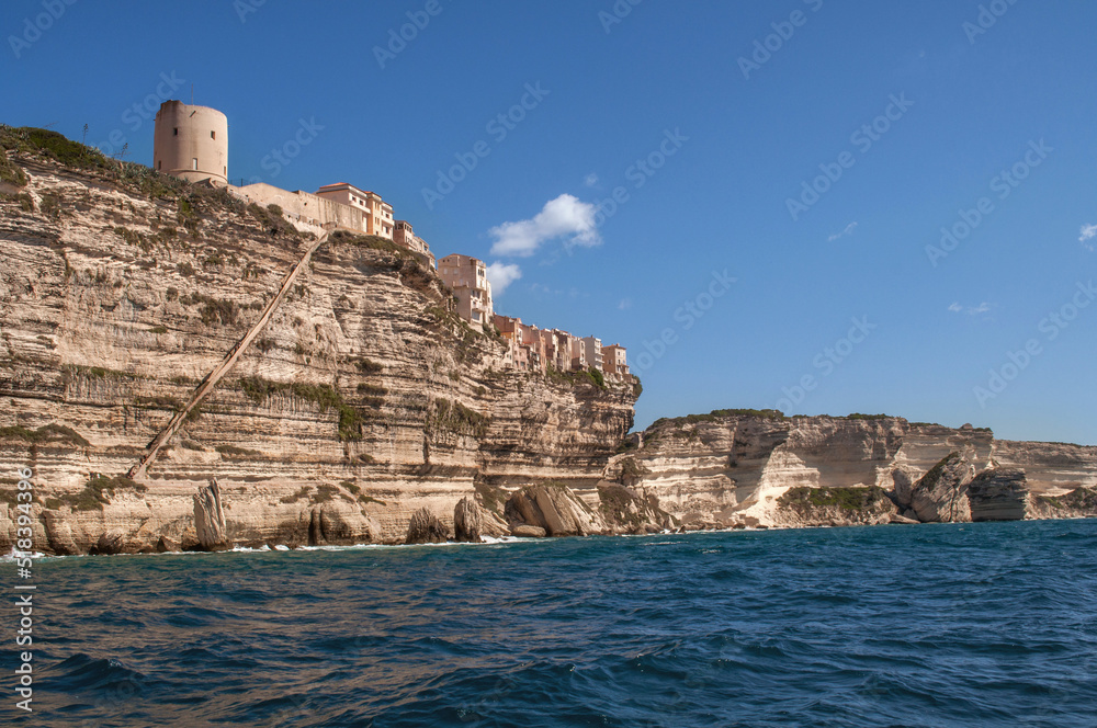 City of Bonifacio (Corsica), which lies directly on the rock above the sea