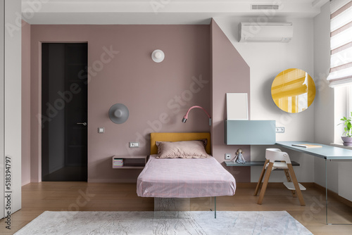Child's room in contemporary style with colorful walls photo