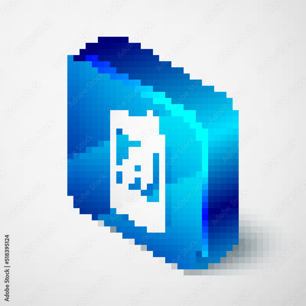 Isometric Music player icon isolated on grey background. Portable music device. Blue square button. Vector