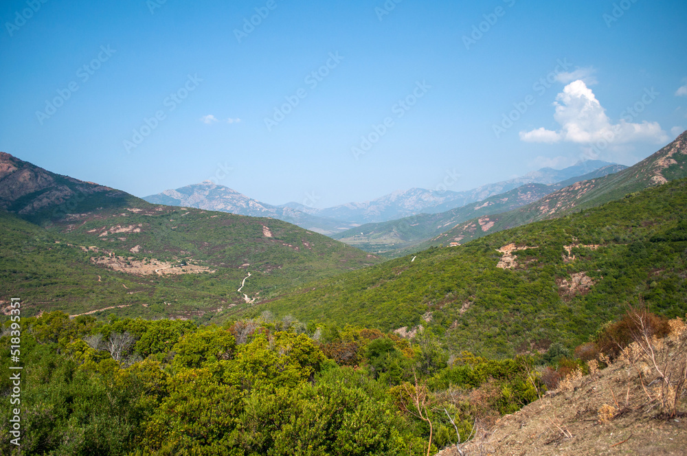 Obraz premium View of a typical mountainous landscape on the island of Corsica, France